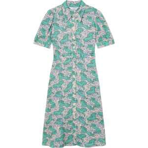 LK Bennett Valerie Cream Horses Print Belted Shirt Dress